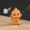 Lucky Monkey Green Sandalwood Carving Keychain & Bag Pendant - Zodiac Monkey Ornament Lanyard