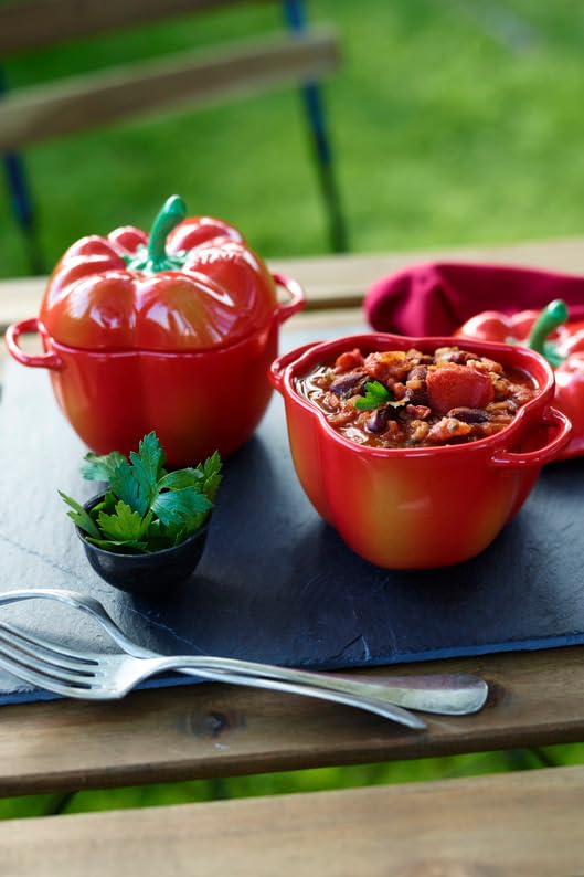 Staub Cocotte 12cm Ceramic Heat Resistant Pottery Microwave Safe Japanese Ceramic Pepper Cocotte "Paprika Orange" [Authorized Product] 40500-325