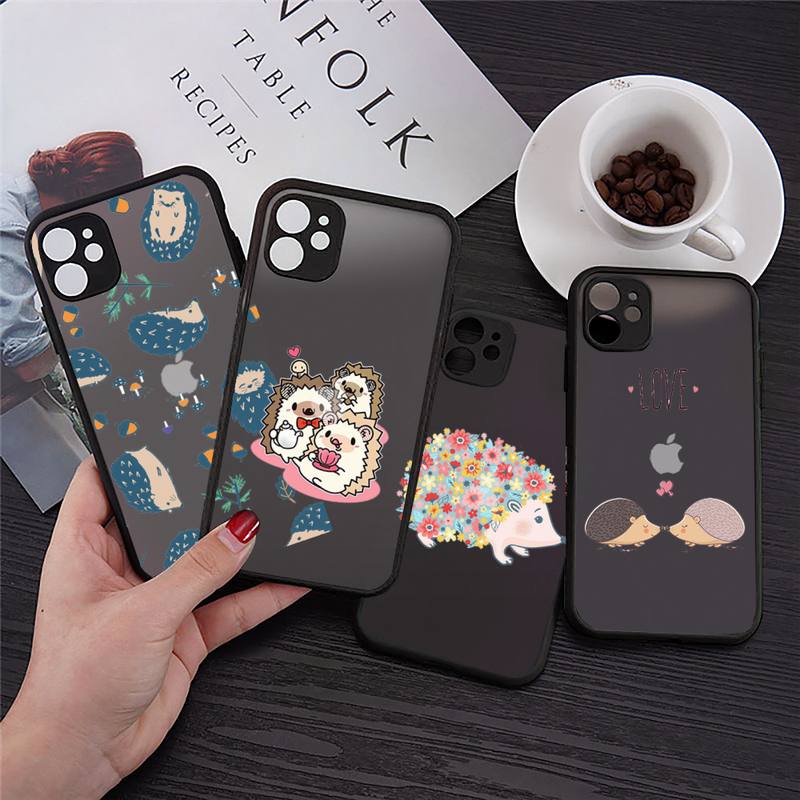 

Чехлы для телефонов с прекрасным рисунком ежика, прозрачные матовые чехлы для iPhone 7 8 11 12 s mini pro X XS XR MAX Plus, чехол Funda iPhone12