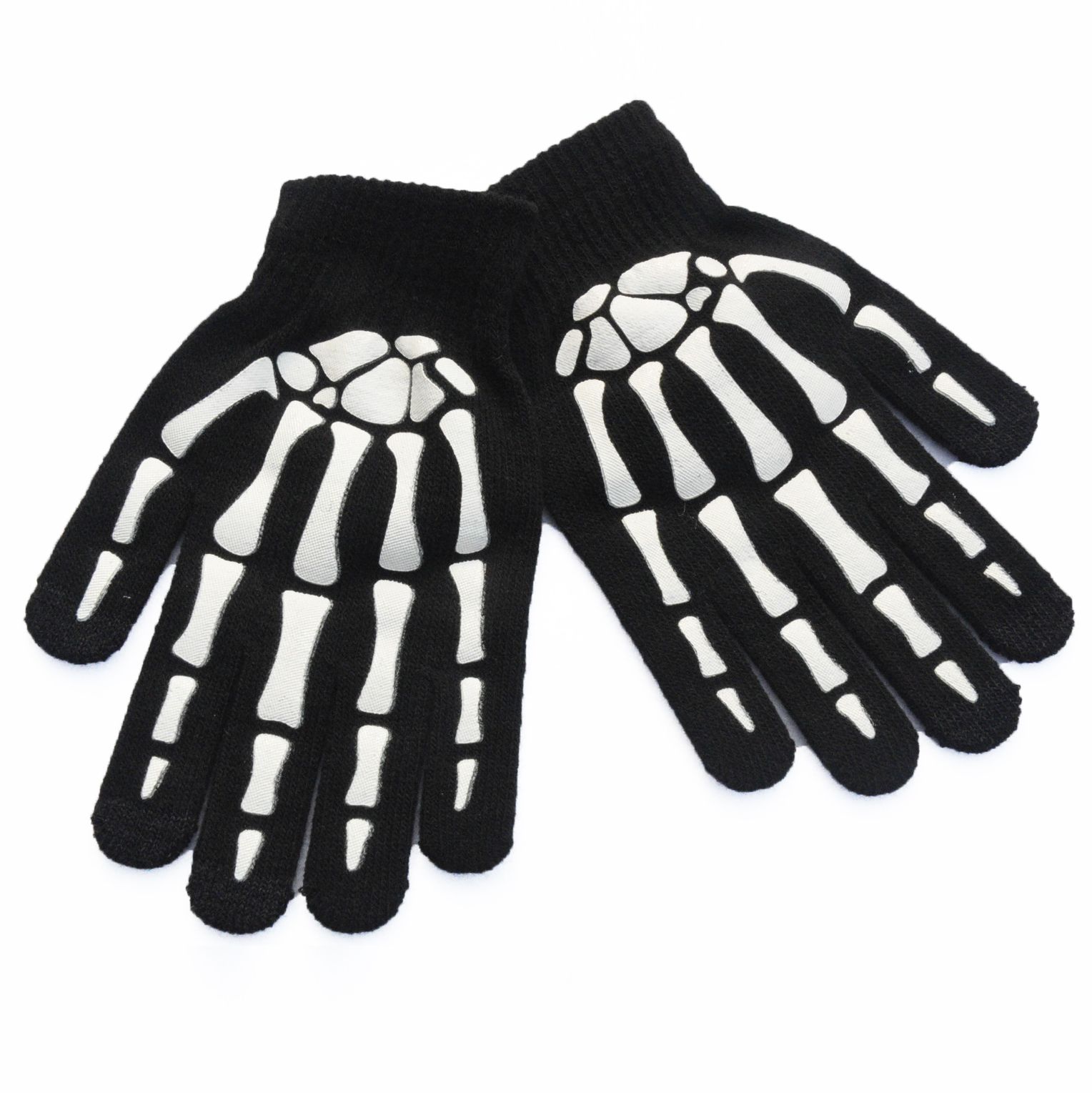 

Skull Skeleton Full Finger Gloves Fashion Accessories Half-finger Gloves Halloween Luminous Mittens F