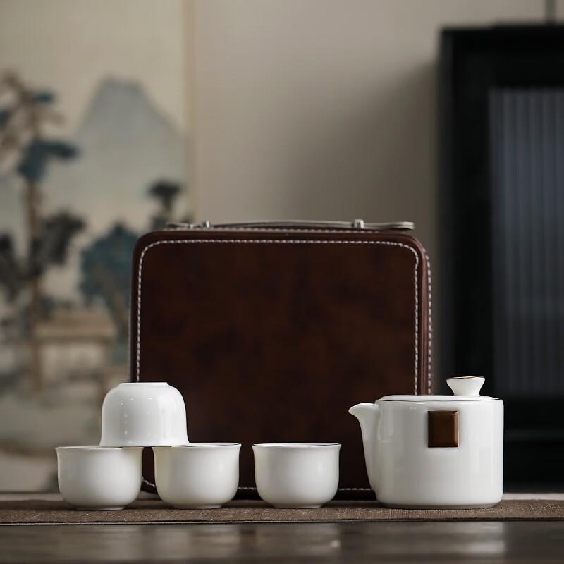 Mutton Fat Jade Ceramic Travel Tea Set