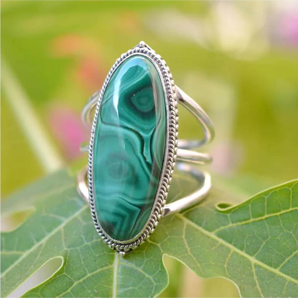 Malachite 925 Sterling Silver Ring – Handmade Gemstone Jewelry