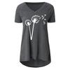 Women Fashion Casual Print V-Neck Loose Short Sleeve T-shirt Top Blouse Pullover