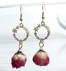 Natural Dried Rose Flower Earrings - Fresh, Sweet Ear Ornaments