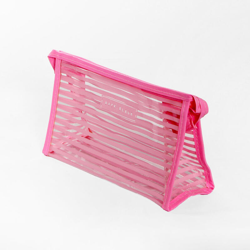 Черная черная треугольная косметичка (розовый)