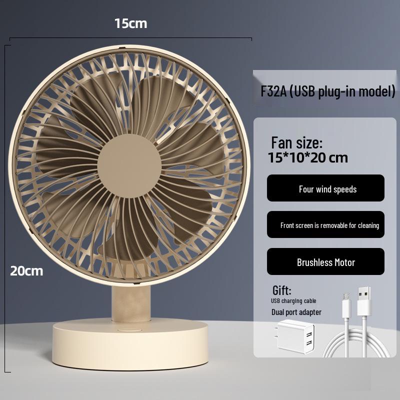 Rechargeable USB Oscillating Desktop Fan for Dorms and Offices