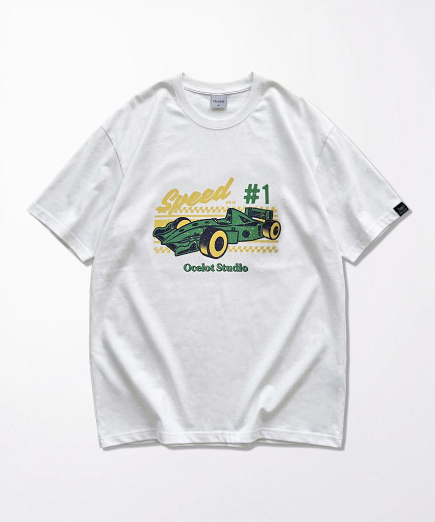 Osillos C96 Racing Car Oversized Short Sleeve T-Shirt_White