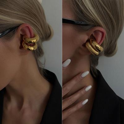 Stainless Steel C Shape Ear Cuff Silver Gold Jewelry Trend Stud Earrings  Party