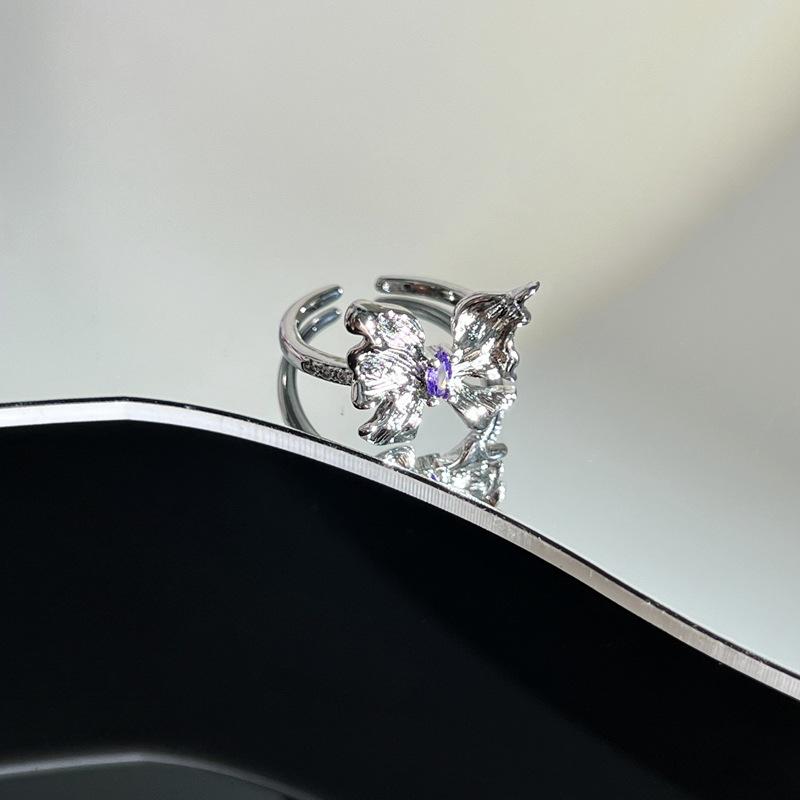 Hot Selling Classic Purple Stainless Steel Rings for Women's Exquisite Advanced Sense Light Luxury Sweet Cool Niche