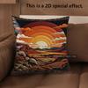 D Bohemian Desert Sunset Print Throw Pillow Covers Pattern Cushion Cover Suitable For Sofa Bedroom Car Pillow Cover