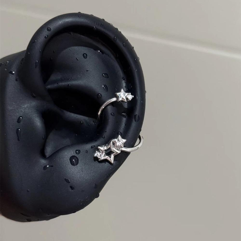 Y2K Personality Stainless Steel Zircon Star Spiral Stud Earrings for Women Hip Hop Piercing Clip Earring Jewelry Not Allergic