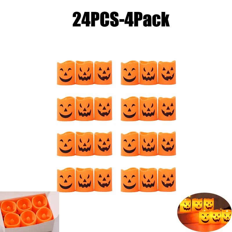 24pcs Electronic Candle Safe Flameless Battery Operated LED Tealight Candles Halloween Atmosphere Lights