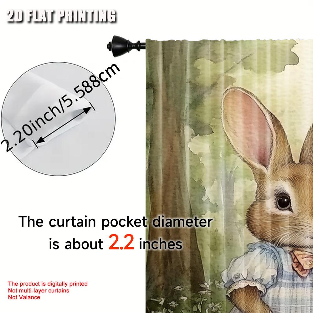 Victorian Rabbit Sisters Curtains Featuring Pair Young Bunnies Dresses Home Living Room Bedroom Kitchen Set Of 2 Made Polyester Sitting Decor