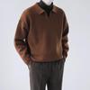 Men's Retro Heavyweight Knit Pullover Polo Sweater for Autumn/Winter