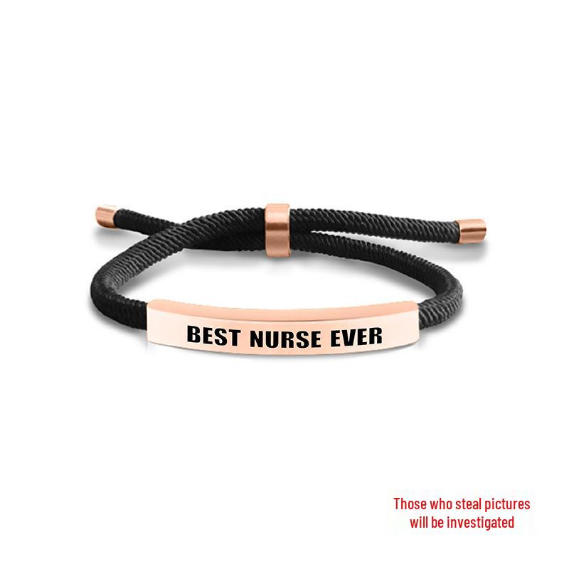 Multi-Color Engraved Stainless Steel Rope Bracelet: Nurse's Day Commemorative Christmas Gift
