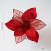 Fabric Plastic Christmas Artificial Flowers 25CM Glitter Fake Flower  Christmas Decor