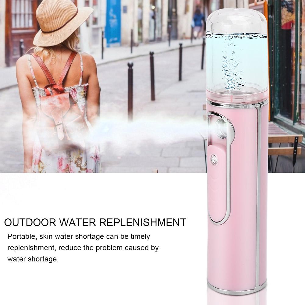 Nano Face Mist Sprayer USB Rechargeable Moisturizing Hydrating Face Humidifier Pink