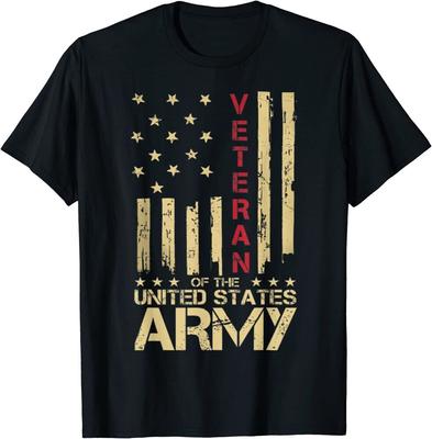 Patriotic U Army Veteran Red Line American Flag Vintage Unisex T-shirt