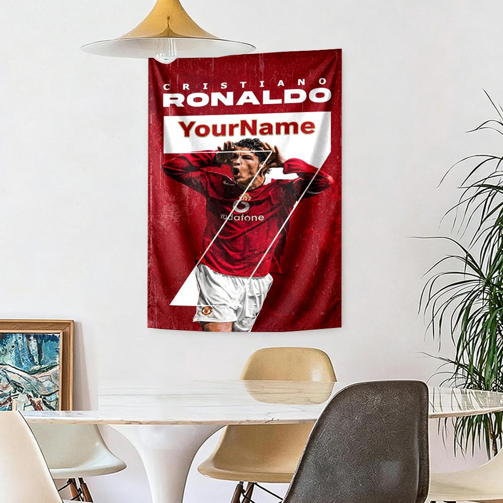 Cristiano Ronaldo Custom Your Name Wall Decor Tapestry Art For Pet Memorial Birthdaywedding Party Backdrop Family Gift