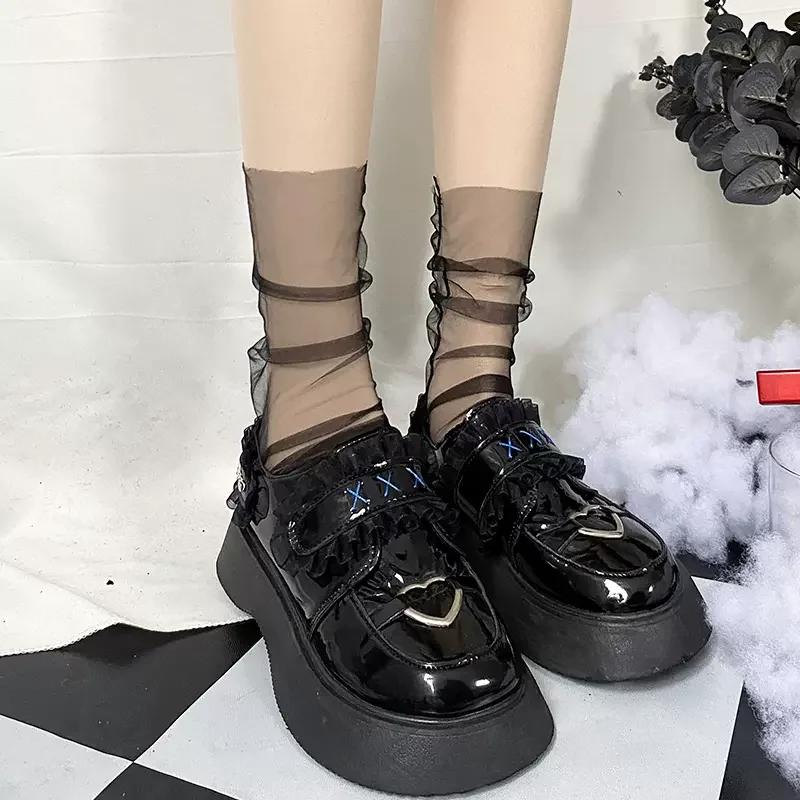 Summer Thin Mesh Socks Women Ultra-Thin Transparent Nylon Loose Long Socks Casual Solid Color Breathable Middle Tube Socks Sox