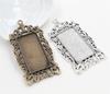 New Fashion 5pcs 19x38mm Inner Size 2 Colors Rectangle Cabochon Base Charms Pendant,Fit  19*38mm Square Glass Cabochons