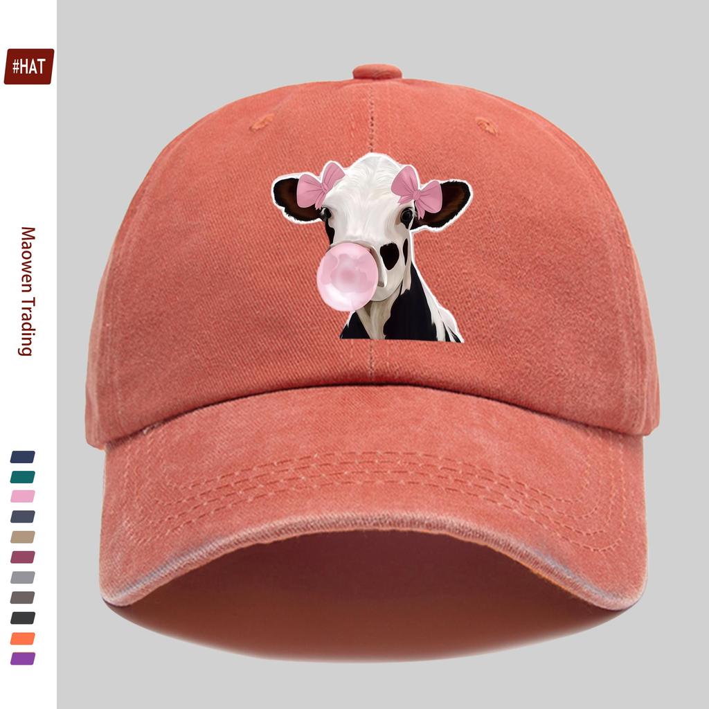 Pc Cow Bubblegum Print Baseball Cap with Stylish Cow Print Design Sun Hat Party Decoration Hat Comfortable and Lightweight Tr