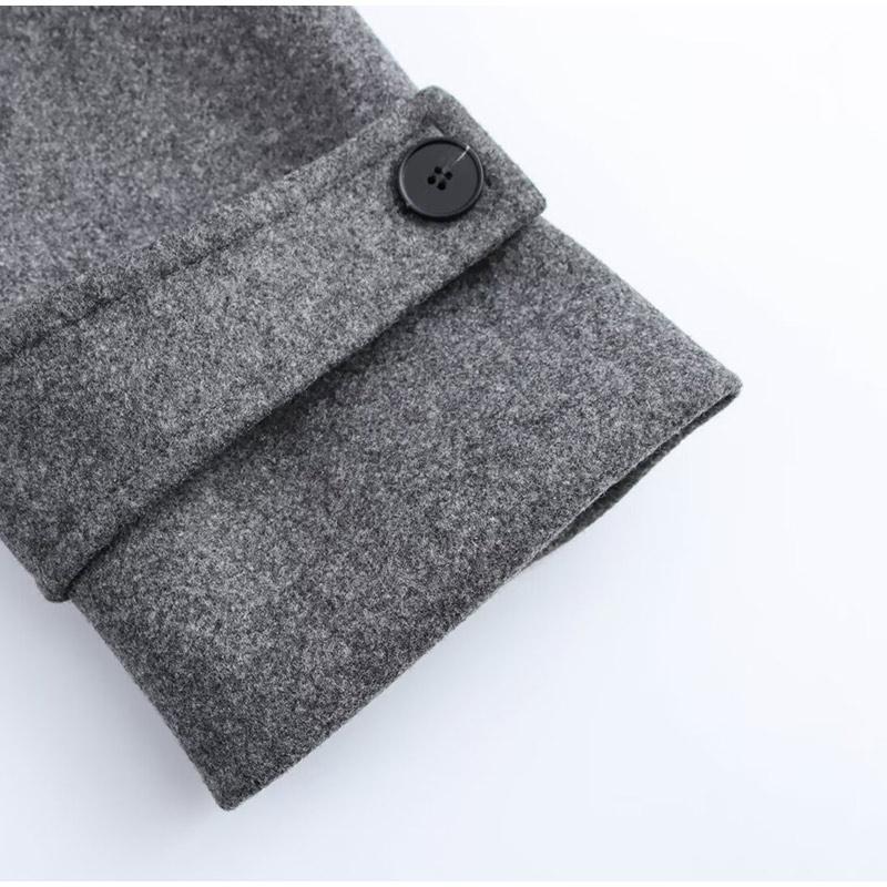 Herbst Winter Damen Einfarbig Übermantel Mode Doppelreiher Umlegekragen Taschendesign Mäntel Damen Lässig Locker Übermäntel