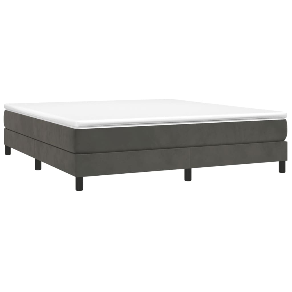 Box Spring Bed Frame Dark Gray 160 X 200 Cm Velvet
