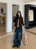 2025 Women's High-End Coffee Suede Jacket with Maillard Effect Slimming Design