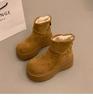 Fuzzy Winter Snow Boots: Cold-Proof, Thick-Soled for Men & Women, Birken Style, Plus Velvet, Flat.