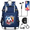 USB Headphone Backpack for Teens Students Boys Girls Leisure Travel Dual Shoulder Bags Soccer Hot Selling Waterproof Large Capacity