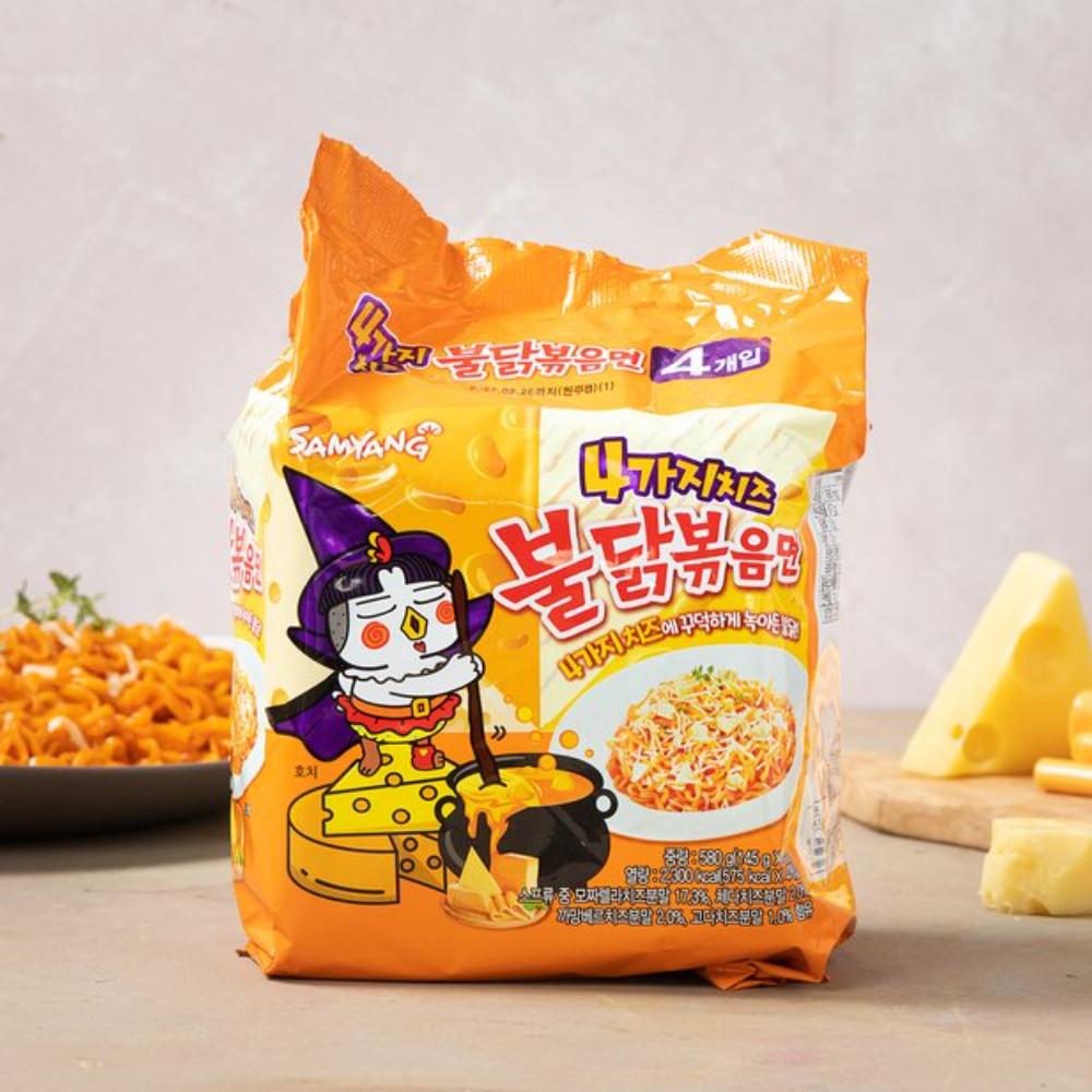 

Samyang Four Cheeses Hot Chicken Flavor Ramen In Bag 145g (4 шт.) (3 варианта) 3pack -12pcs (140gr each)