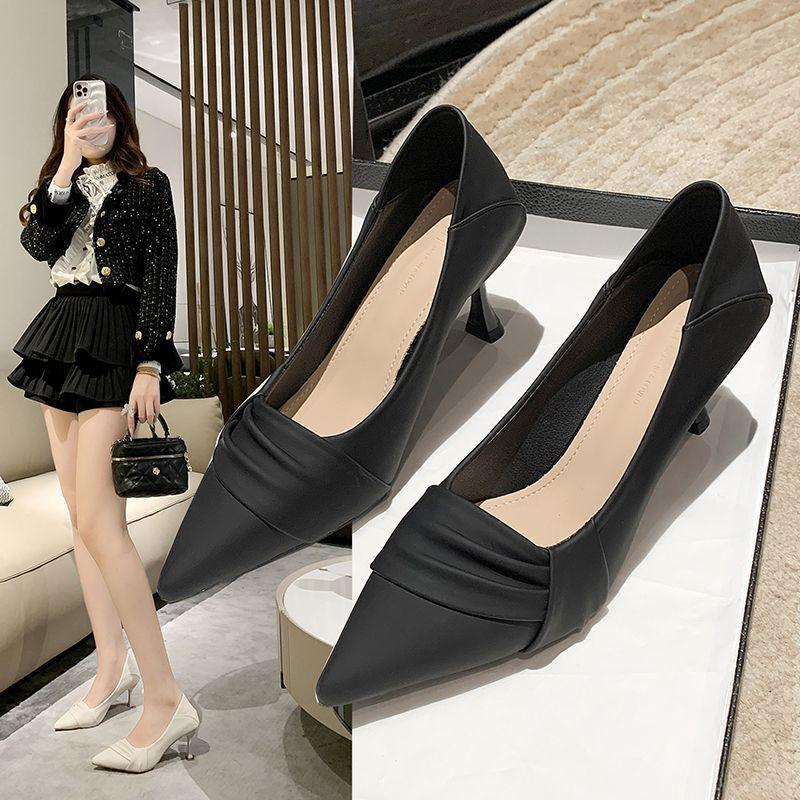 Versatile Professional Spring Mid-heel Single Shoes High Heels Stiletto Work New Pointed Fairy Shoes