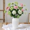 White Artificial Hydrangea 3 Heads Fabric Green Hydrangea Long Branches Decor Spring Artificial Floral Arrangement Wedding