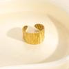 European-American Geometric Gold-Plated Stainless Steel Open Ring for Women