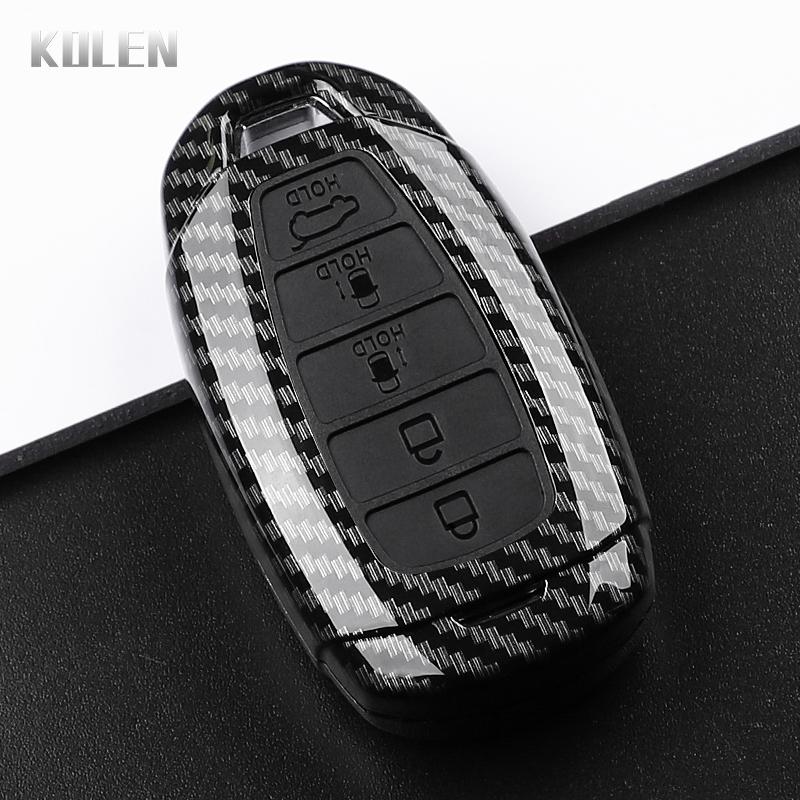 Abs Carbon Fiber Style Car Key Case Cover Hyundai Elantra Grandeur Accent Solaris Sonata Palisade Kona Creta I20 I30 Ix35 Ix25