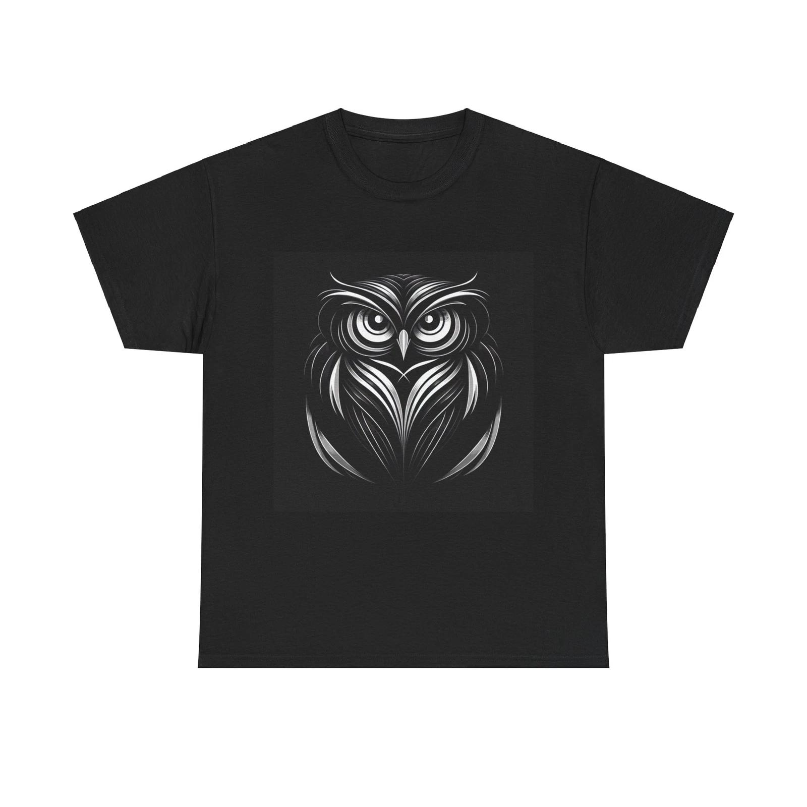 Unisex Adult T Shirt Elegant Art Deco Black Owl Illustration Gothic Bird Spooky XL