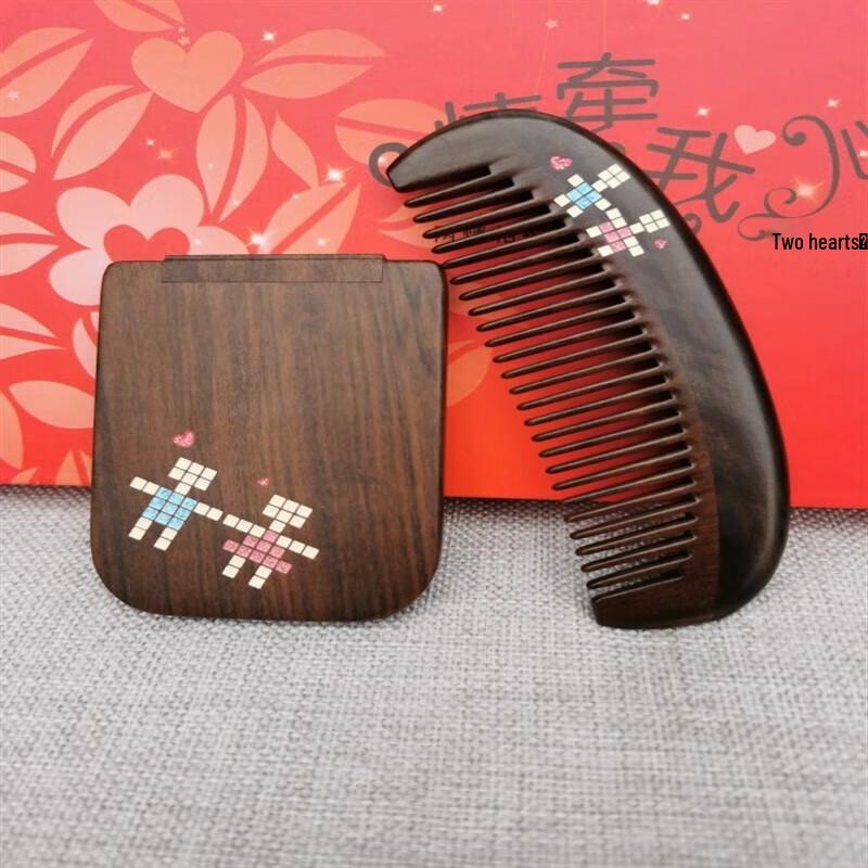 Tan Mujiang Романтическая любовь Деревянный гребень и зеркало Подарочный набор