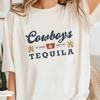 Cowboys Tequila Graphic Tees Funny Drinking TShirts Short Sleeve Vintage Country Music Women T Shirt Cowgirl Retro Fashion Tops
