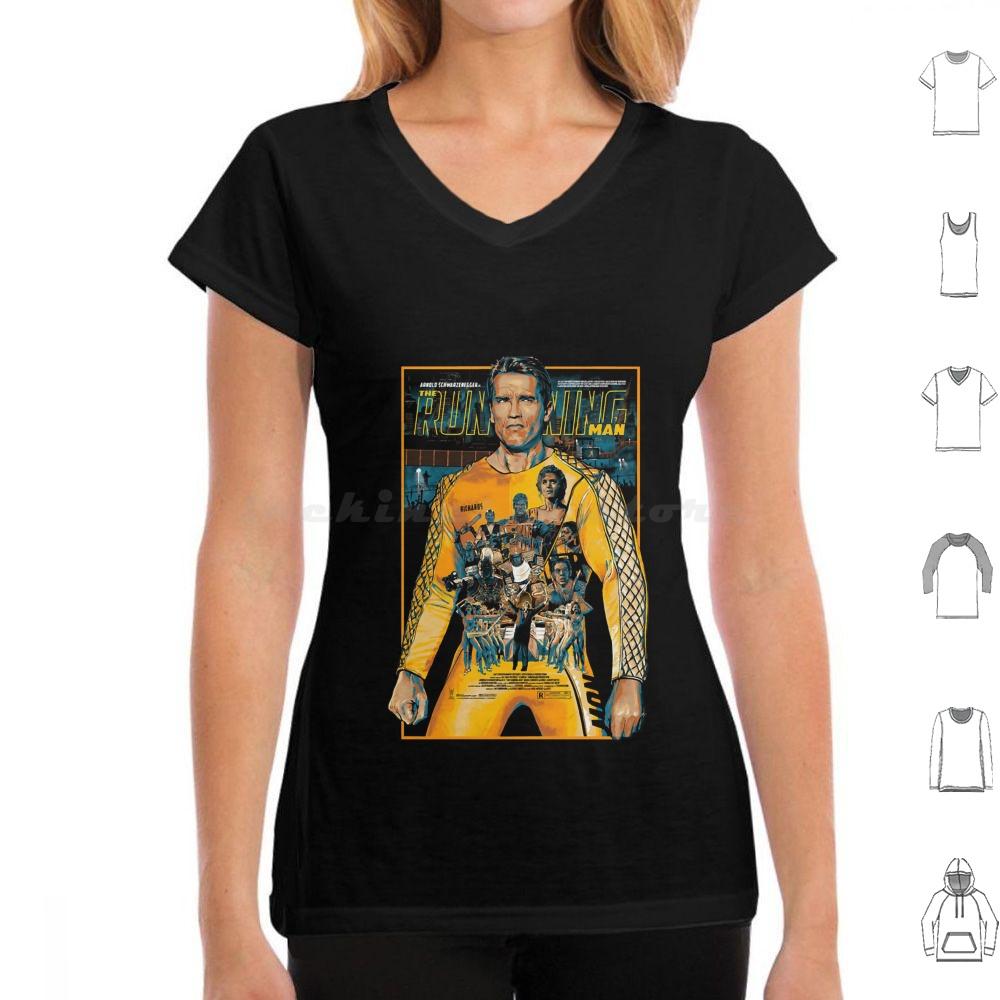 The Running Man Poster T Shirt Big Size 100 Cotton The Running Man Arnie Schwarzenegger Movie Action 80s Retro Geek Arnold