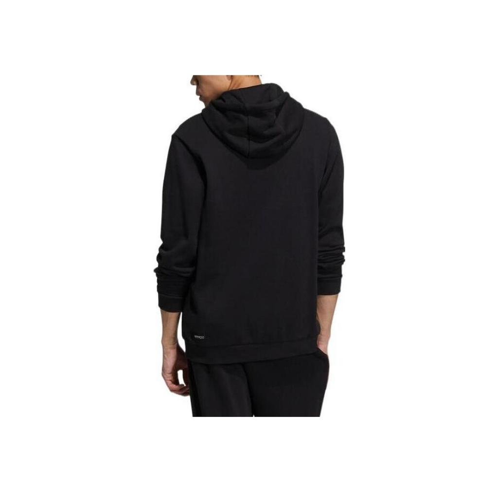 Adidas Neo Logo Print Hooded Pullover Warm Long Sleeve Sweatshirt Men Tops Black GP4829
