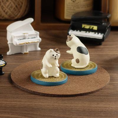 Yousheng Piano And Cat Figurine Resin Piano Player Cat Ornament Tabletop Cartoon Cat Sculpture for Home Office Desk Bookshelf Decoration