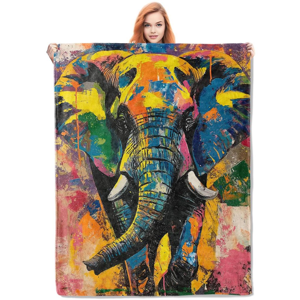 Elephant Blanket Gifts for Women Girls Super Soft Cozy Elephant Throw Blanket Warm Fuzzy Plush Fleece Bedding Decor Blanket