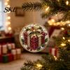 Christmas Door Wall Decor 6 Pcs Pearl Art Ornaments, 2D Flat Acrylic Holiday Tree Pendant, Santa Hanging Ornaments Effect Decoration for Home