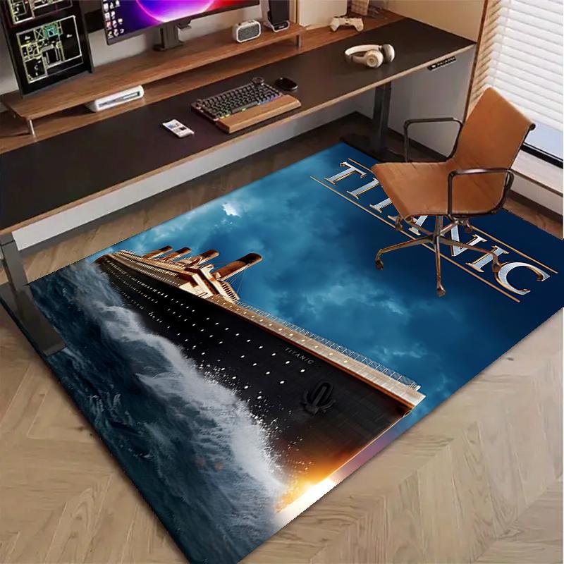 Titanic Polyester Tapijt, Zacht Binnentapijt voor Kantoorstoel, Woonkamer, Computerbureau - Decoratief Huiswerkplek Tapijt Ontwerp