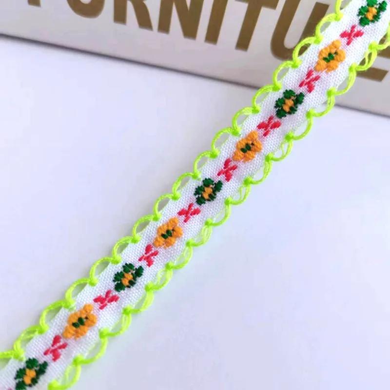 1cm Wide 22yard Ethnic Embroidery Lace Trim Countryside Style Ethnic Woven Ribbon Decoration Small Floral Clothing Accessory