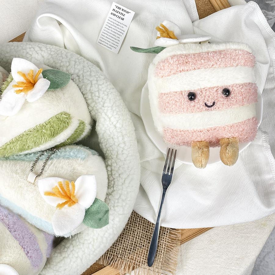 Adorable Realistic Plush Triangle Cake Keychain Decorative Pendant Girls For