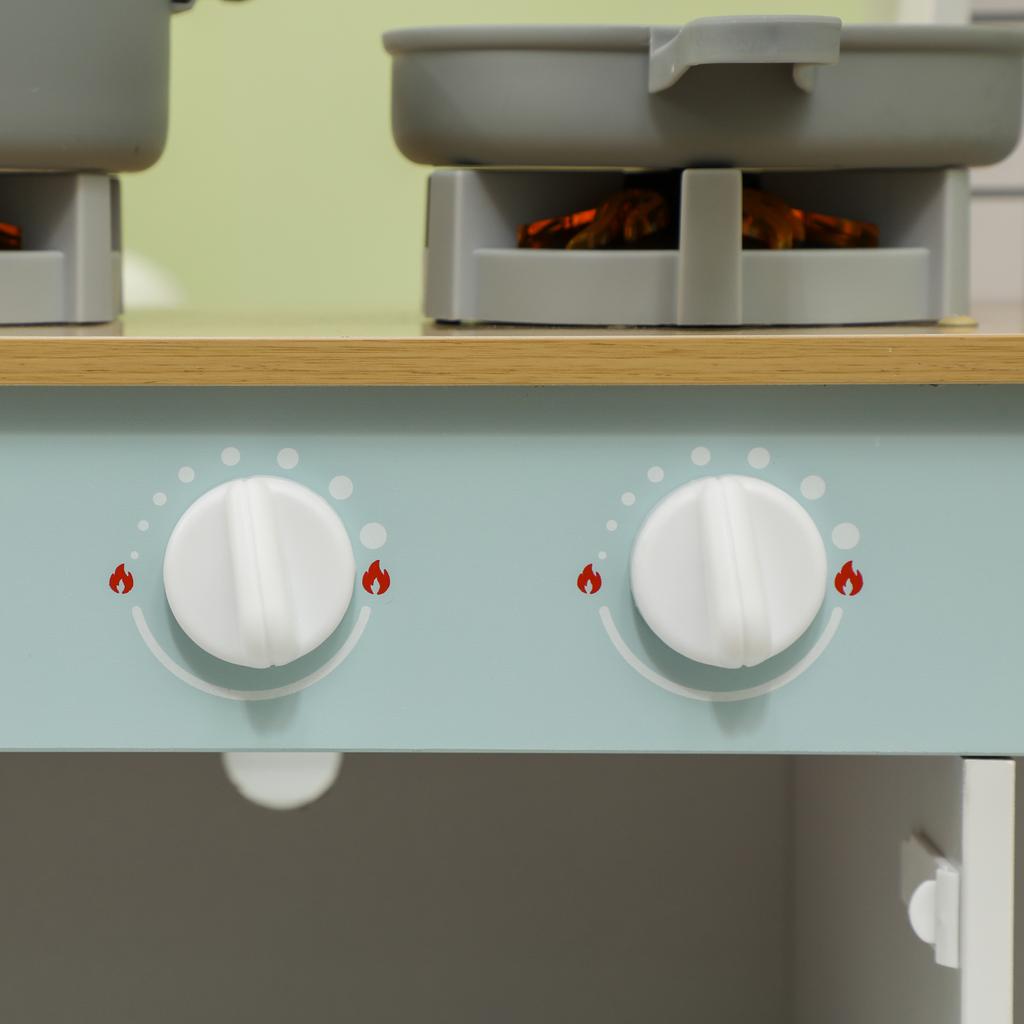 Toy Kitchen, Pretend Role Play Kitchen with Hob, Sound, Light, Coffee Machine, Ice Maker, Microwave