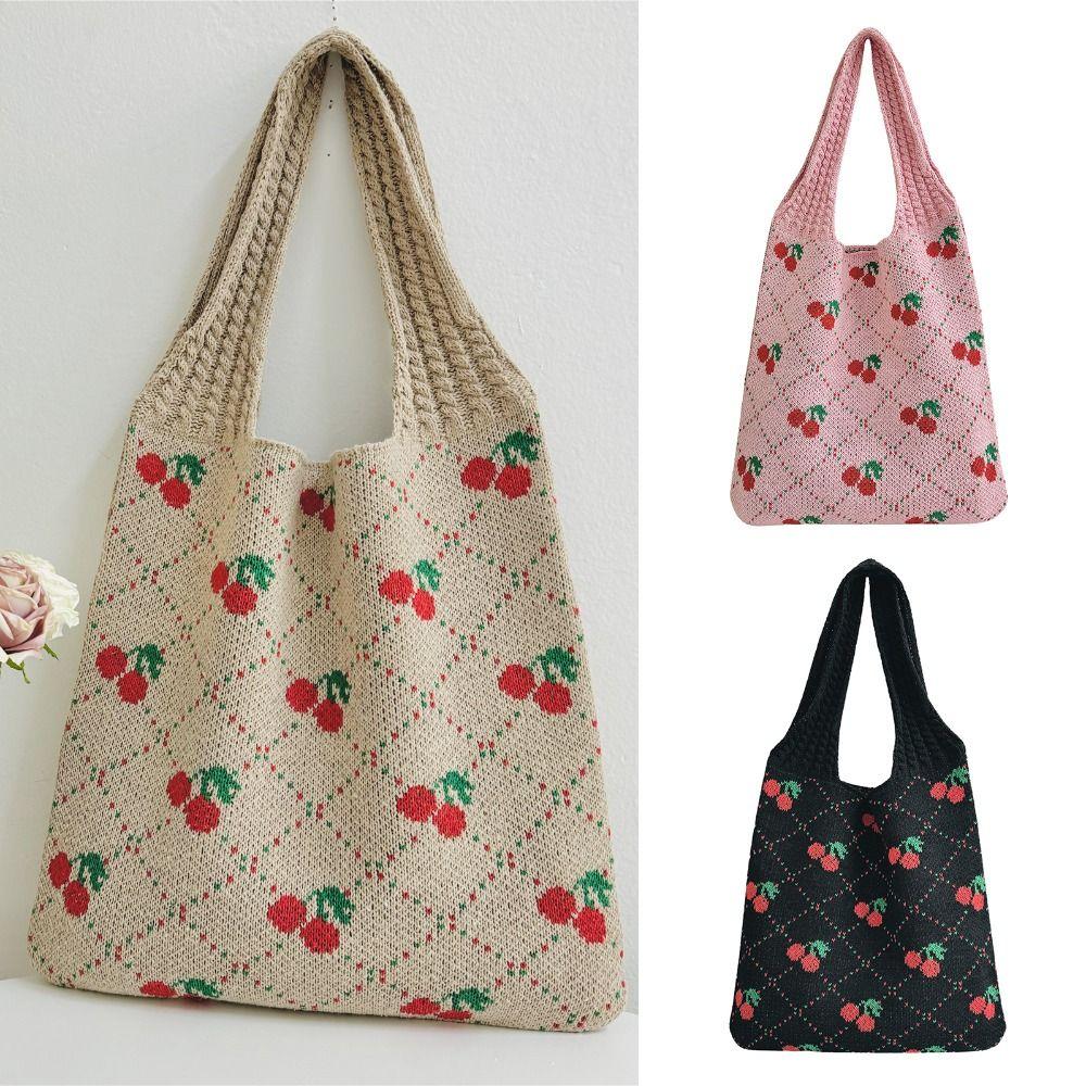 

Large Capacity Crochet Tote Bag Knitted Bag Fairy Grunge Ladies Hobo Bags for Women