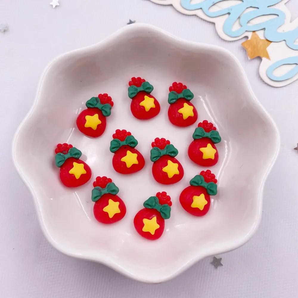 20pcs Resin Mini Colorful Painted Christmas Snowman Tree Santa Claus Deer Snowflower Bow Flatback Figurines DIY Scrapbook Crafts